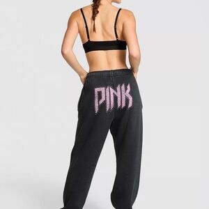 Victoria's Secret Black Joggers with Pink Logo